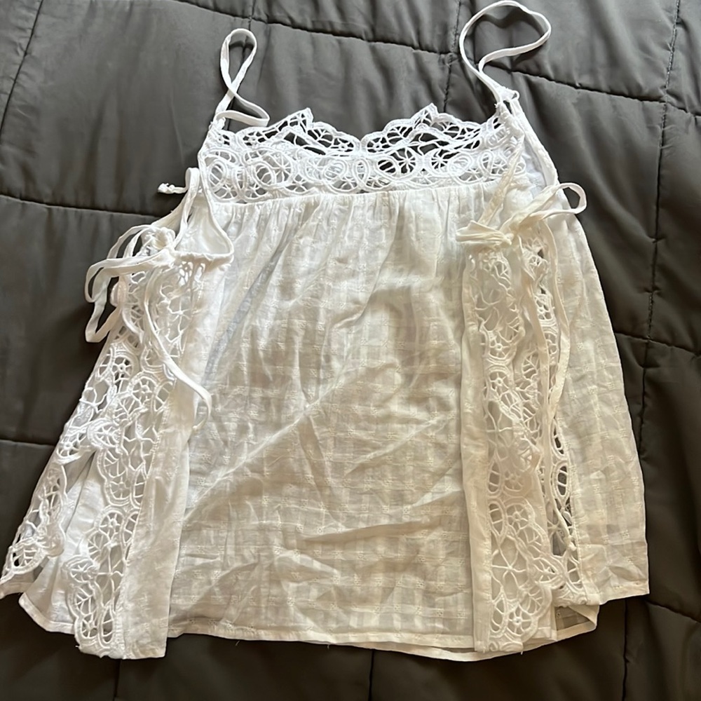 Medium American Eagle white top with lacy open sides